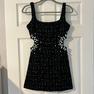Zara tweed and pearl mini dress with cutouts